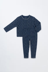 Avauma baby girl pajama set in Ocean Fleur – navy floral cotton sleepwear with long sleeve top and pants